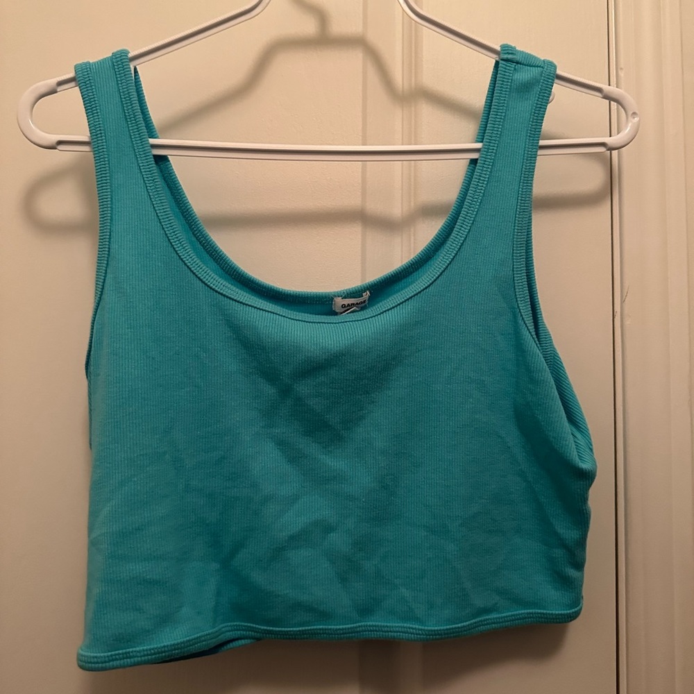 Garage teal crop top